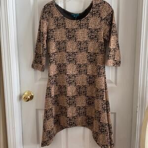 Vfish NWT brown checked print dress